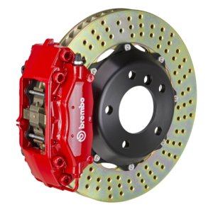 Mini Cooper Brake Kit - Front - Brembo - 2pc Drilled Rotors + 4 Piston Cast - Red - `02-`06