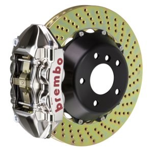 Mini Cooper Brake Kit - Front - Brembo - GTR BBK 4 Piston Billet 345x28 2pc Rotor Drilled - Nickel - `14-`27