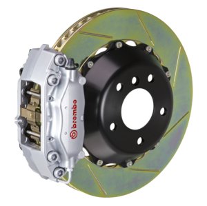 Mini Cooper Brake Kit - Front - Brembo - Slotted 2pc Rotor Type1 + GT BBK 4 Piston - Silver - `14-`27