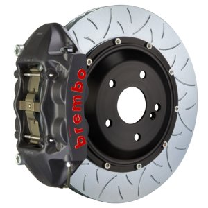 Mini Cooper Brake Kit - Front - Brembo - Slotted Type3 Rotors + 4 Piston Calipers - Black - `14-`27