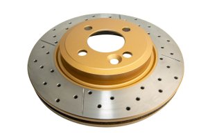 Mini Cooper Brake Rotor (1) - Front - DBA - Street Series XGold Drilled & Slotted - Gold - `02-`06