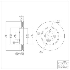 Mini Cooper Brake Rotor (1) - Front - DFC - Plain - `07-`15