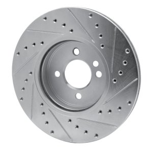 Mini Cooper Brake Rotor (1) - Front Left - DFC - Drilled & Slotted - Silver - `02-`06