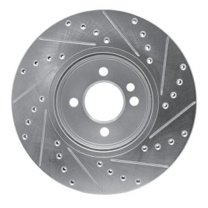 Mini Cooper Brake Rotor (1) - Front Left - DFC - Drilled & Slotted - Silver - `02-`06