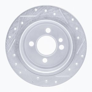 Mini Cooper Brake Rotor (1) - Rear Left - DFC - Drilled & Slotted - Silver - `02-`15