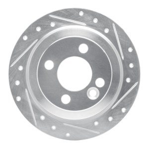 Mini Cooper Brake Rotor (1) - Rear Right - DFC - Drilled & Slotted - Silver - `02-`15