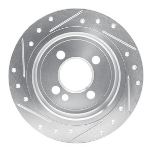Mini Cooper Brake Rotor (1) - Rear Right - DFC - Drilled & Slotted - Silver - `02-`15