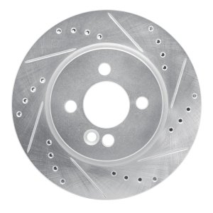 Mini Cooper Brake Rotor (1) - Front Right - DFC - Drilled & Slotted - Silver - `02-`08