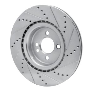 Mini Cooper Brake Rotor (1) - Front Left - DFC - Drilled & Slotted - Silver - `09-`14