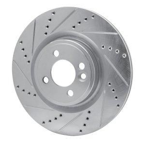 Mini Cooper Brake Rotor (1) - Front Left - DFC - Drilled & Slotted - Silver - `09-`14