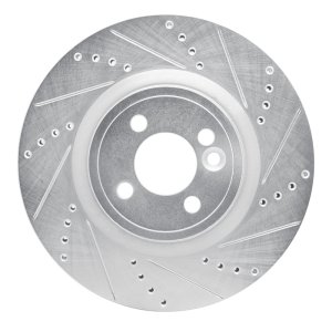 Mini Cooper Brake Rotor (1) - Front Right - DFC - Drilled & Slotted - Silver - `09-`14