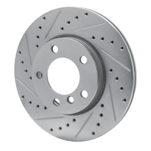 Mini Cooper Countryman Brake Rotor (1) - Front Left - DFC - Drilled & Slotted - Silver - `11-`16
