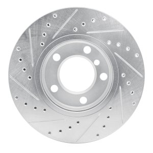 Mini Cooper Countryman Brake Rotor (1) - Front Right - DFC - Drilled & Slotted - Silver - `11-`16