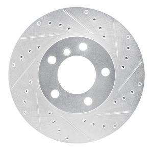 Mini Cooper Countryman Brake Rotor (1) - Front Right - DFC - Drilled & Slotted - Silver - `11-`16