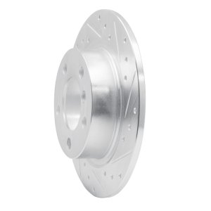 Mini Cooper Countryman Brake Rotor (1) - Rear Right - DFC - Drilled & Slotted - Silver - `11-`16