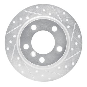 Mini Cooper Countryman Brake Rotor (1) - Rear Right - DFC - Drilled & Slotted - Silver - `11-`16