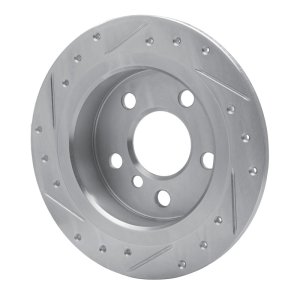 Mini Cooper Brake Rotor (1) - Rear Right - DFC - Drilled & Slotted - Silver - `14-`24