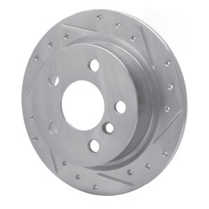 Mini Cooper Brake Rotor (1) - Rear Right - DFC - Drilled & Slotted - Silver - `14-`24