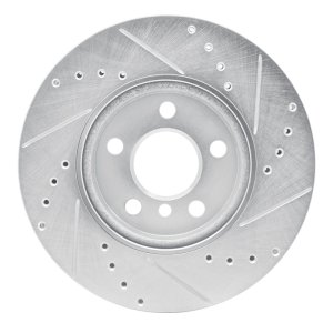 Mini Cooper Brake Rotor (1) - Front Left - DFC - Drilled & Slotted - Silver - `14-`21