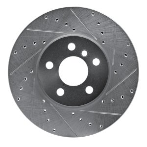 Mini Cooper Countryman Brake Rotor (1) - Front Right - DFC - Drilled & Slotted - Silver - `16-`24
