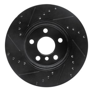 Mini Cooper Brake Rotor (1) - Front Right - DFC - Drilled & Slotted - Black - `14-`21