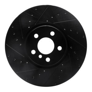 Mini Cooper Countryman Brake Rotor (1) - Front Left - DFC - Drilled & Slotted - Black - `15-`19