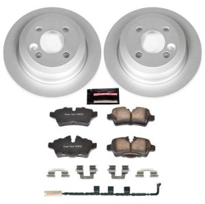 Mini Cooper Brake Kit - Rear - PowerStop - Genuine Geomet Coated Rotors + Carbon-Fiber Ceramic Brake Pads - `07-`10
