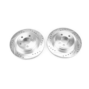 Mini Countryman Brake Rotors (2) - Rear - PowerStop - Evolution Drilled & Slotted - Silver Zinc Plated - `18-`20