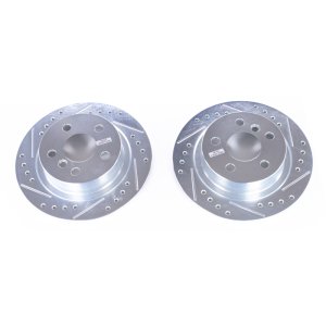 Mini Countryman Brake Rotors (2) - Rear - PowerStop - Evolution Drilled & Slotted - Silver - `17-`20