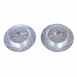 Mini Countryman Brake Rotors (2) - Rear - PowerStop - Evolution Drilled & Slotted - Silver - `17-`20