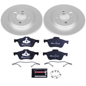 Mini Cooper Brake Kit - Front - PowerStop - Genuine Geomet Coated Rotors + ECE-R90 Certified Pads + Hardware - `07-`08