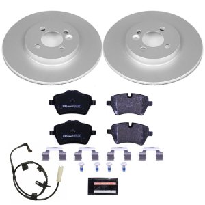 Mini Cooper Brake Kit - Front - PowerStop - Genuine Geomet Coated Rotors + ECE-R90 Brake Pads + Hardware Kit - `07-`10