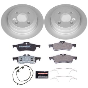 Mini Cooper Brake Kit - Rear - PowerStop - Genuine Geomet Coated Rotors + ECE-R90 Certified Pads + Hardware Kit - `07-`08