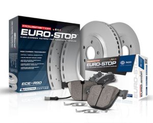 Mini Cooper Brake Kit - Front - PowerStop - Genuine Geomet Coated Rotors + ECE-R90 Brake Pads - `13-`16