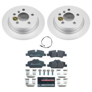 Mini Cooper Brake Kit - Rear - PowerStop - Genuine Geomet Coated Rotors + ECE-R90 Brake Pads - `14-`19