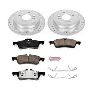 Mini Cooper Brake Kit - Rear - PowerStop - Drilled & Slotted Rotors + Carbon-Fiber Ceramic Pads - `02-`06