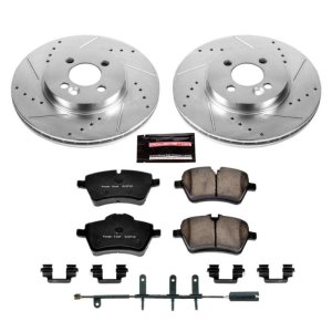 Mini Cooper Brake Kit - Front - PowerStop - Z23 Evolution Sport - Drilled & Slotted Rotors + Carbon-Fiber Ceramic Pads - `07-`08