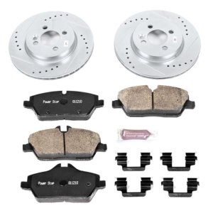 Mini Cooper Brake Kit - Front - PowerStop - Drilled & Slotted Rotors + Carbon-Fiber Ceramic Pads - `07-`10