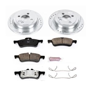 Mini Cooper Brake Kit - Rear - PowerStop - Z23 Evolution Sport Brake Upgrade Kit - Drilled & Slotted Rotors + Carbon-Fiber Ceramic Pads - `07-`08