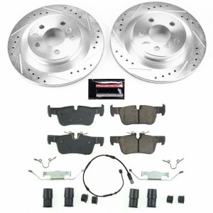 Mini Countryman Brake Kit - Rear - PowerStop - Drilled & Slotted Rotors + Carbon-Fiber Ceramic Pads - `18-`21