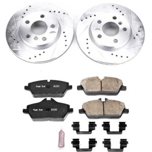 Mini Cooper Brake Kit - Front - PowerStop - Drilled/Slotted Rotors + Carbon-Fiber Ceramic Pads - `14-`21