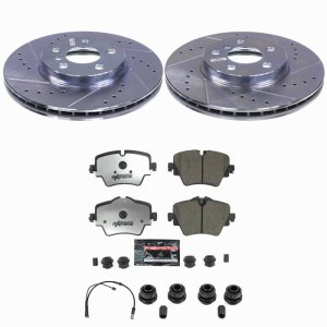 Mini Cooper Brake Kit - Front - PowerStop - Drilled & Slotted Rotors + Carbon-Fiber Ceramic Pads - `22-`24