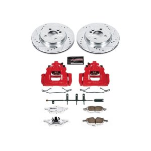 Mini Cooper Brake Kit - Front - PowerStop - Drilled & Slotted Rotors, Carbon-Fiber Ceramic Pads, Powder Coated Calipers - `07-`08