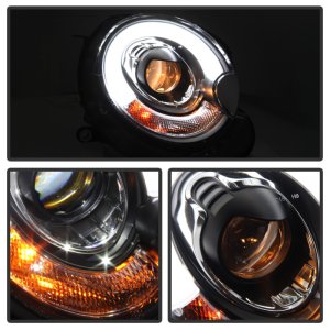 Mini Cooper Headlights - SPYDER - Projector, DRL - Black - `07-`12