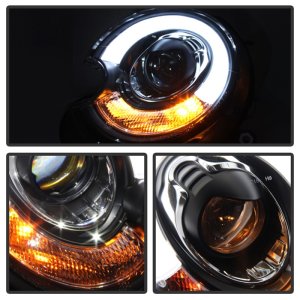 Mini Cooper Headlights - SPYDER - Projector, Xenon/HID, DRL - Black - `10-`12