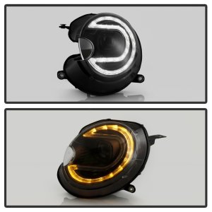 Mini Cooper Projector Headlights - SPYDER - Spyder Signature Series, Version 2, Halogen Model Only - Black - `07-`12