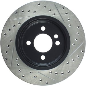 Mini Cooper Brake Rotor(1) - Right Front - Stoptech - Slotted & Drilled Sport - Black - `02-`07