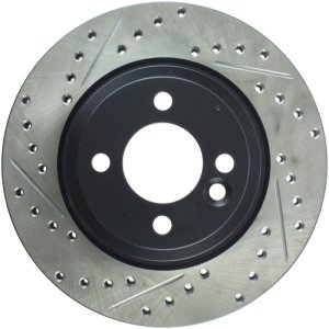 Mini Cooper Brake Rotor(1) - Right Front - Stoptech - Slotted & Drilled Sport - Black - `02-`07