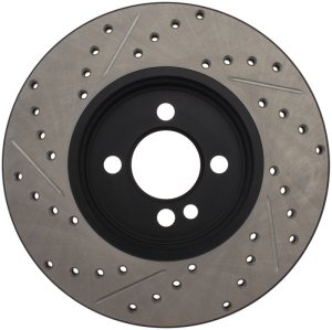 Mini Cooper Brake Rotor(s) (1) - Front Left - Stoptech - Slotted & Drilled Sport - Black - `07-`13