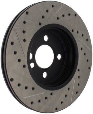 Mini Cooper Brake Rotor(s) (1) - Front Left - Stoptech - Slotted & Drilled Sport - Black - `07-`13